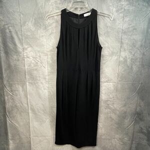 Calvin Klein womens dress size 8 black sleeveless pleated front black full lined